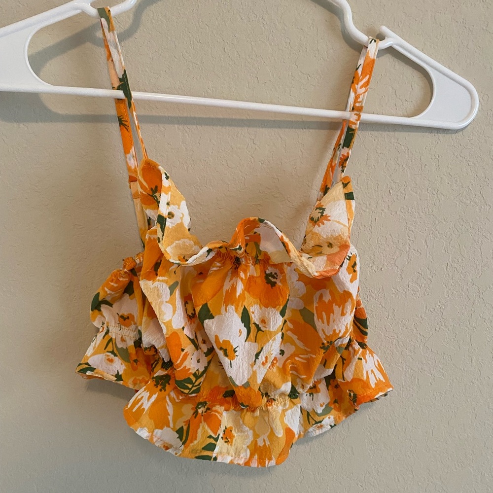 Orange floral H&M crop